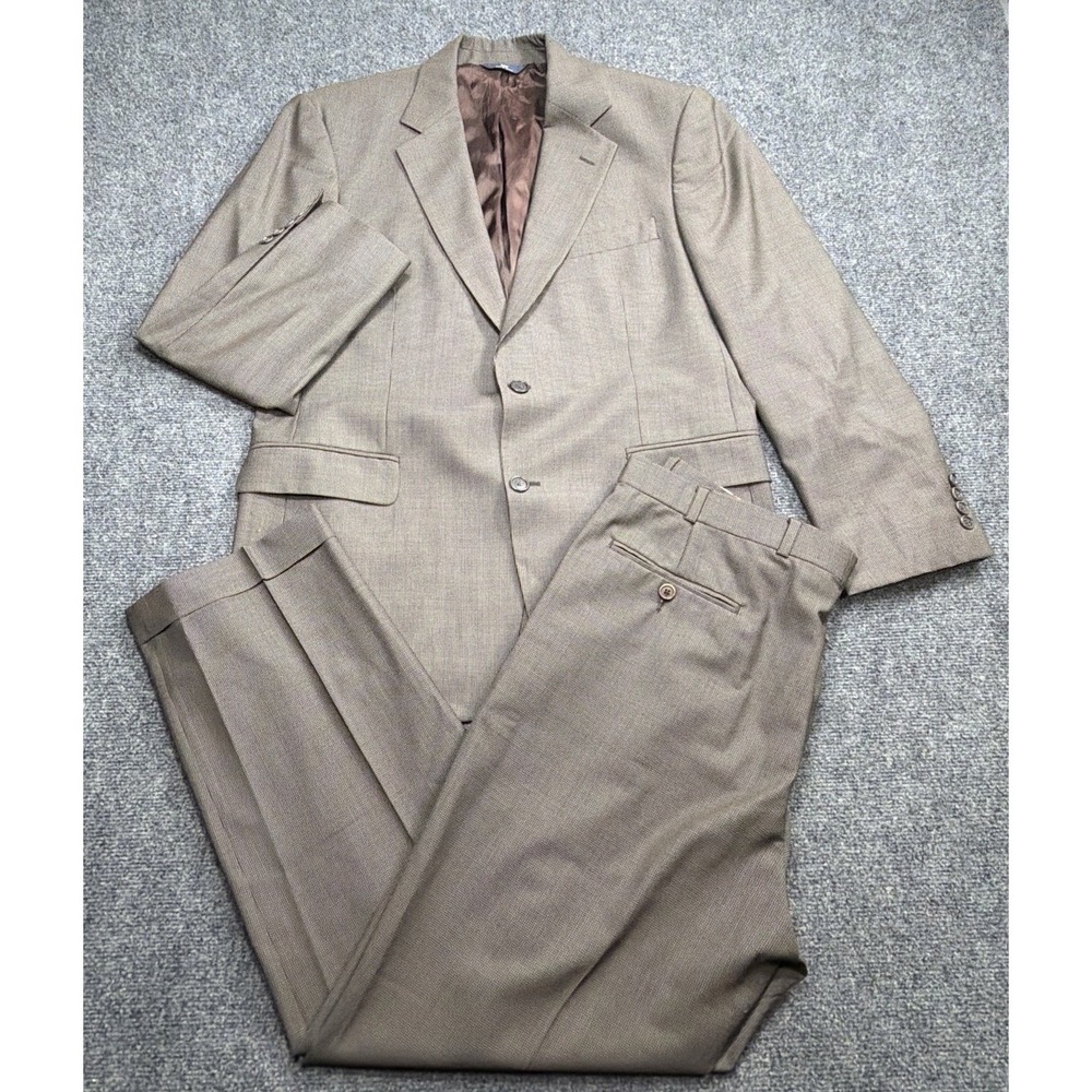 Vintage Brooks Brothers Suit 2 Piece Houndstooth Pleated Straight Leg 41R 35x31